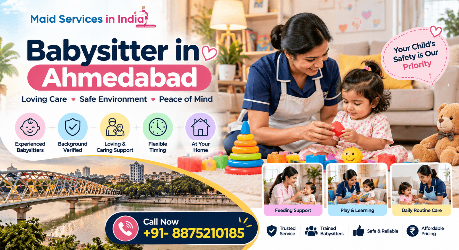 Babysitter in Ahmedabad – Trained, Verified Child Care at Home